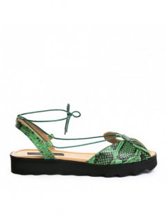 Sandale dama piele fara toc Verde Bunny - The5thelement.ro