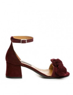 Sandale piele toc gros Zoe MARSALA - The5thelement.ro