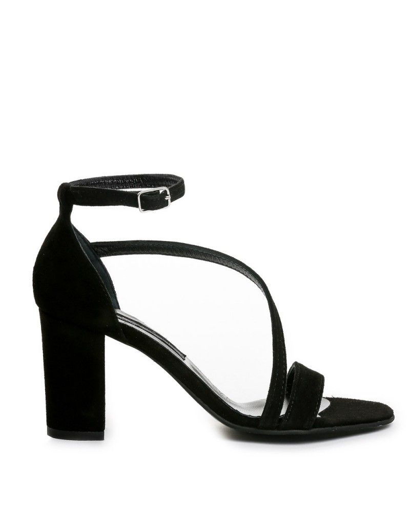 Sandale piele toc gros Negru Evening - The5thelement.ro