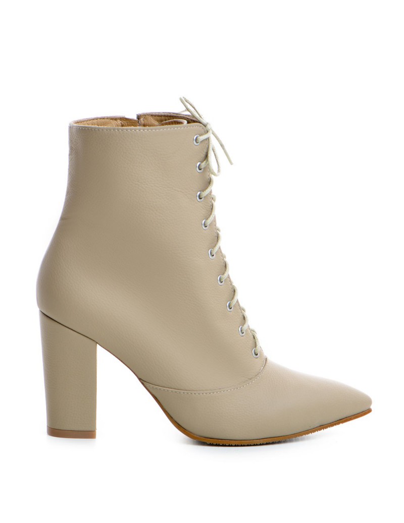 Ghete dama Lace-Up Nude Piele Naturala - The5thelement.ro