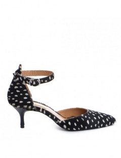 Pantofi stiletto piele naturala Negru Dots Clara - The5thelement.ro