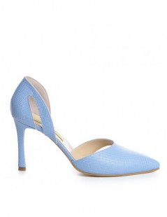Pantofi stiletto piele naturala Bleu Zaira - The5thelement.ro