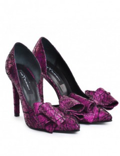 Pantofi Stiletto Piele Naturala Magenta Vintage Cut - The5thelement.ro