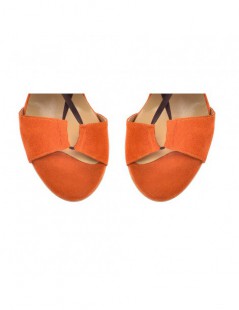 Sandale piele toc gros Safari Orange - The5thelement.ro