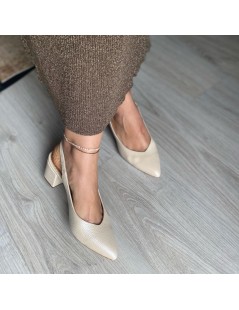Pantofi cu toc gros piele Ivoire Kate - The5thelement.ro