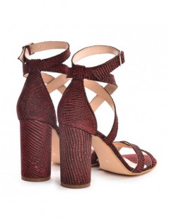 Sandale piele toc gros Rome Red - The5thelement.ro