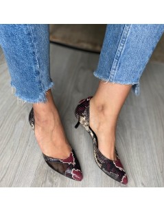 Pantofi Stiletto Piele Naturala Negru Print Mia - The5thelement.ro