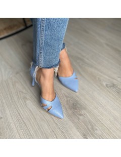 Pantofi stiletto piele naturala Bleu Zaira - The5thelement.ro