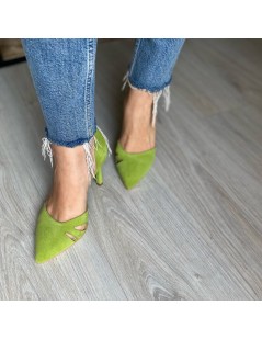Pantofi Stiletto Piele Naturala Verde lime Zaira - The5thelement.ro