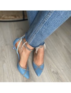 Pantofi Stiletto Piele Naturala Bleu Rihanna - The5thelement.ro