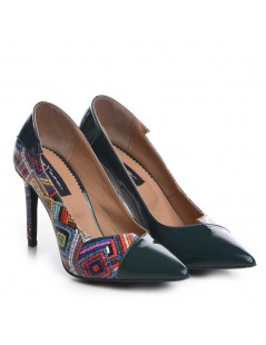 Pantofi stiletto piele naturala Verde Selma - The5thelement.ro