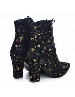 Ghete dama Lace-Up Negru Star Piele Naturala - The5thelement.ro