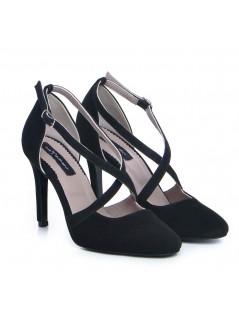 Pantofi stiletto piele naturala Negru Valentina - The5thelement.ro