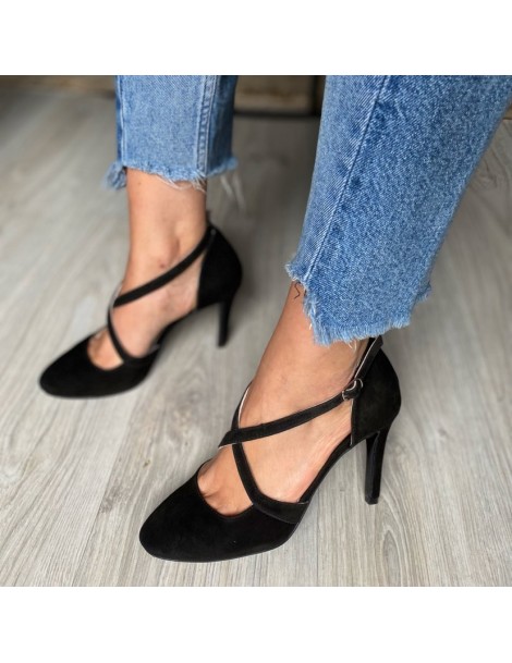 Pantofi stiletto piele naturala Negru Valentina - The5thelement.ro