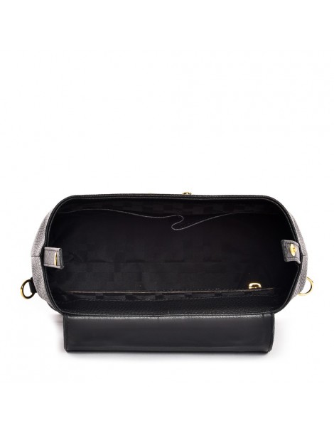 Geanta Piele Naturala Dama Negru Bizonat Minimal - The5thelement.ro