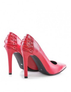 Pantofi stiletto piele naturala Rosu Boudoir - The5thelement.ro