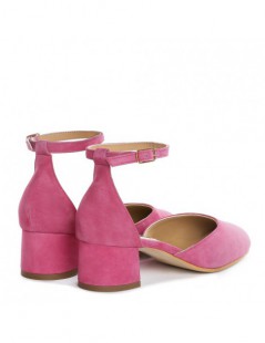 Pantofi cu toc gros piele Roz Cinderella - The5thelement.ro