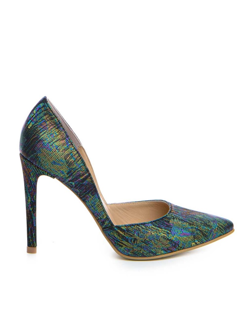 Pantofi dama Stiletto Verde Piele Naturala - The5thelement.ro