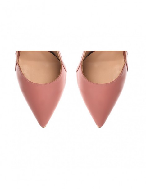Pantofi stiletto piele naturala Roz Transparent - The5thelement.ro