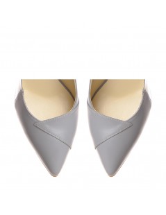 Pantofi Stiletto Piele Naturala Gri Athena - The5thelement.ro