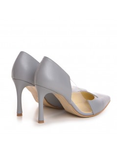 Pantofi Stiletto Piele Naturala Gri Athena - The5thelement.ro