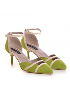 Pantofi Stiletto Piele Naturala Verde Adelle - The5thelement.ro