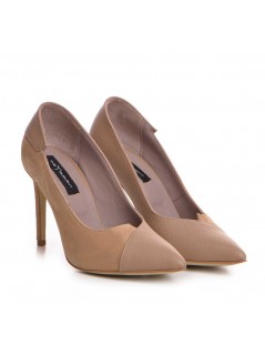 Pantofi Stiletto Piele Naturala Cappuccino Selma - The5thelement.ro