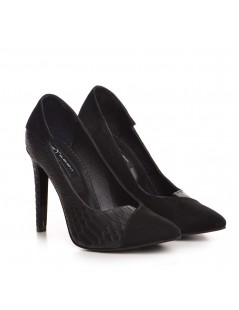 Pantofi stiletto piele naturala Negru Selma - The5thelement.ro