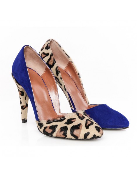 Pantofi stiletto piele naturala Electric Leopard - The5thelement.ro