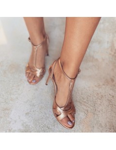 Sandale piele naturala Bej Auriu Rebecca - The5thelement.ro