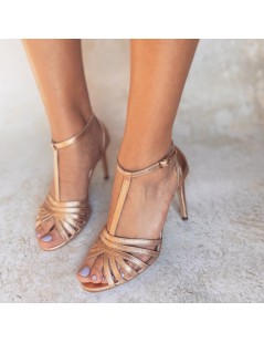 Sandale mireasa piele naturala Auriu Selena - The5thelement.ro
