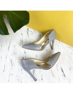 Pantofi Stiletto Piele Naturala Gri Athena - The5thelement.ro