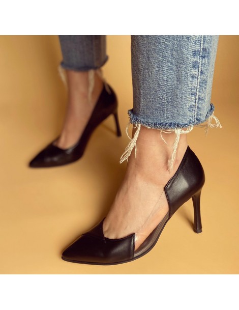 Pantofi Stiletto Piele Naturala Gri Athena - The5thelement.ro