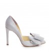 Pantofi dama Stiletto Alb Bow Piele Naturala
