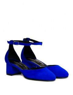 Pantofi cu toc gros piele Albastru Cinderella - The5thelement.ro