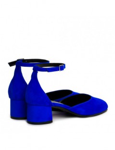 Pantofi cu toc gros piele Albastru Cinderella - The5thelement.ro