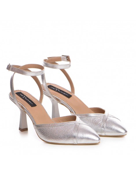 Pantofi mireasa piele naturala Argintiu Vivian - The5thelement.ro