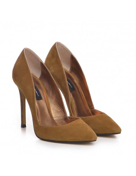 Pantofi stiletto piele naturala Camel - The5thelement.ro