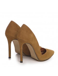 Pantofi stiletto piele naturala Camel - The5thelement.ro