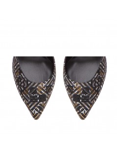 Pantofi dama Stiletto Negru Aztec Piele Naturala - The5thelement.ro