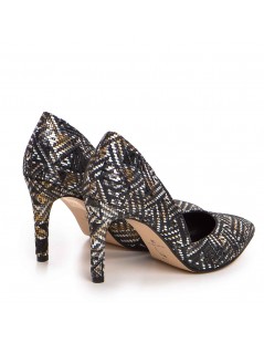 Pantofi dama Stiletto Negru Aztec Piele Naturala - The5thelement.ro