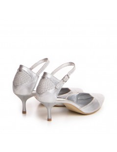Pantofi mireasa piele naturala Argintiu Coco - The5thelement.ro
