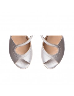 Sandale mireasa piele naturala Argintiu Marlene - The5thelement.ro