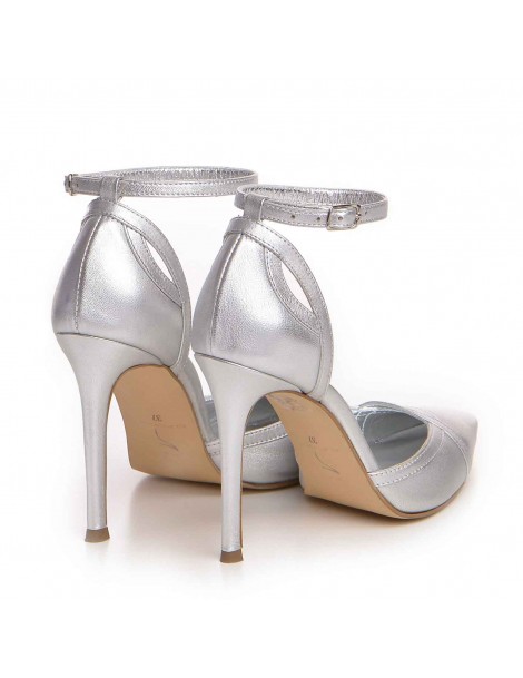 Pantofi mireasa piele naturala Argintiu Ashanti - The5thelement.ro