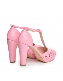 Sandale cu platforma piele naturala Roz Rendez Vous - The5thelement.ro