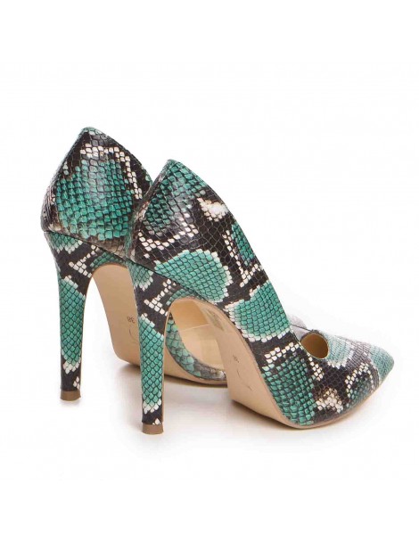 Pantofi stiletto piele naturala Verde Leila - The5thelement.ro