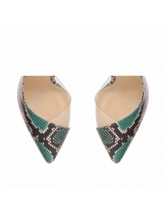 Pantofi stiletto piele naturala Verde Leila - The5thelement.ro