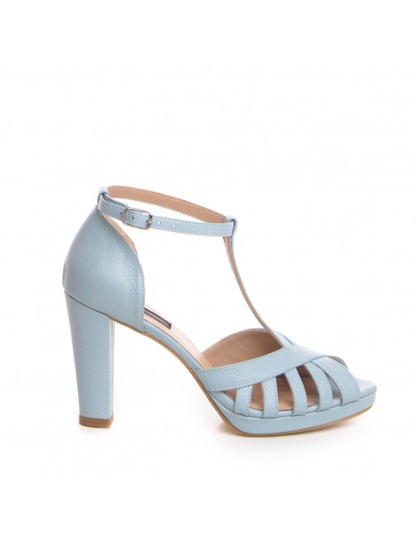 Sandale cu platforma piele naturala Bleu Rendez Vous - The5thelement.ro