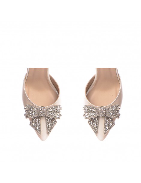 Pantofi mireasa piele naturala Ivoire Cristal Fancy Flats - The5thelement.ro
