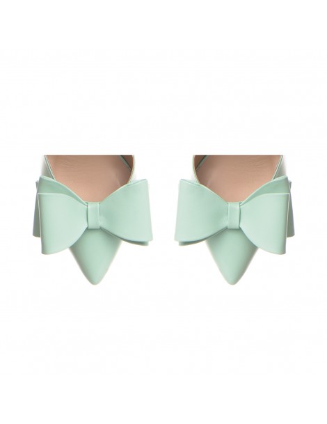 Pantofi dama Stiletto Menta Bow Piele Naturala - The5thelement.ro